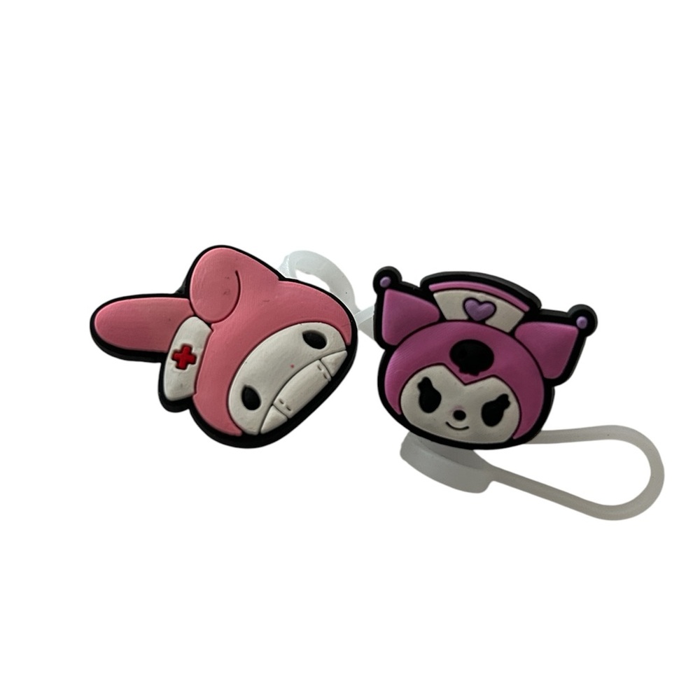 Kuromi & My Melody Straw Topper Set